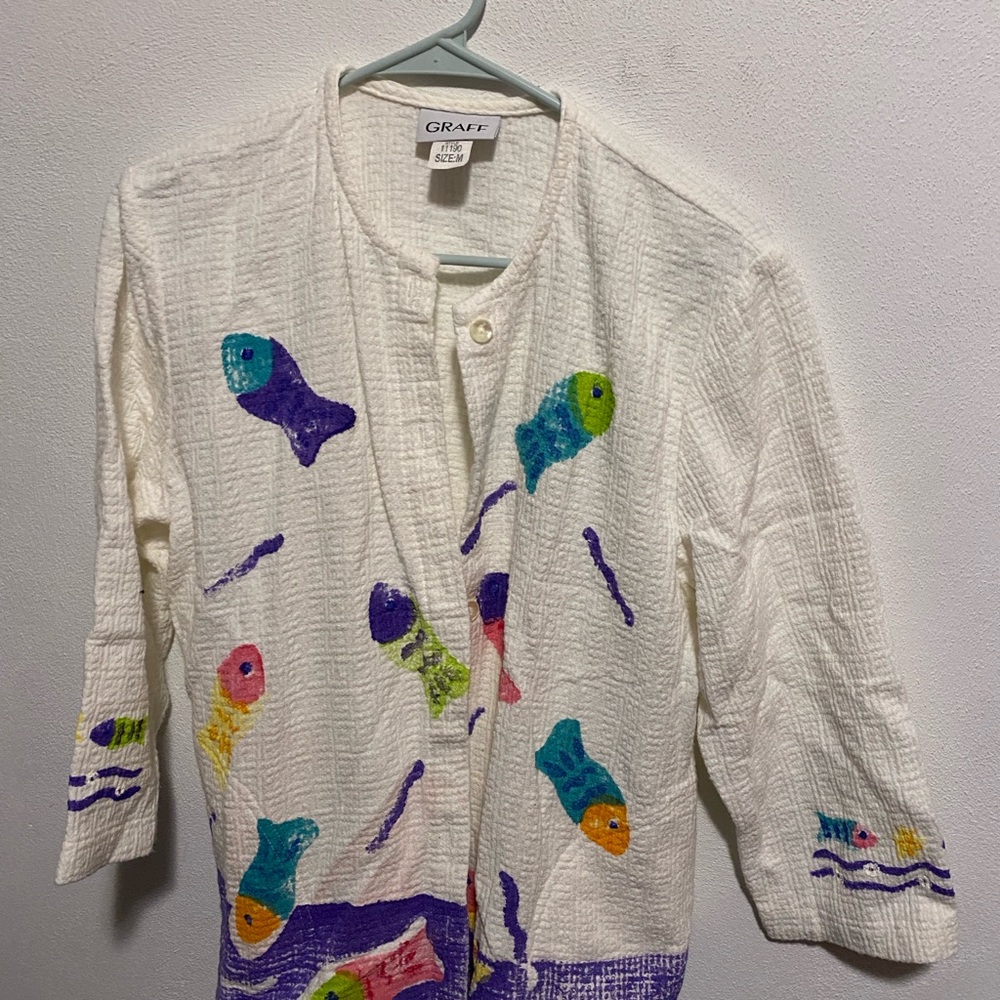 Graff Women's Colorful Fish Cardigan - White